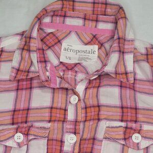 Aeropostale Button Down Long Sleeve Pink Plaid‎ Shirt Size Lg Rodeo Lightweight